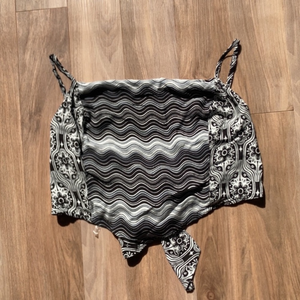 SO top bandana tank smocked back ties in back crop tank top casual boho